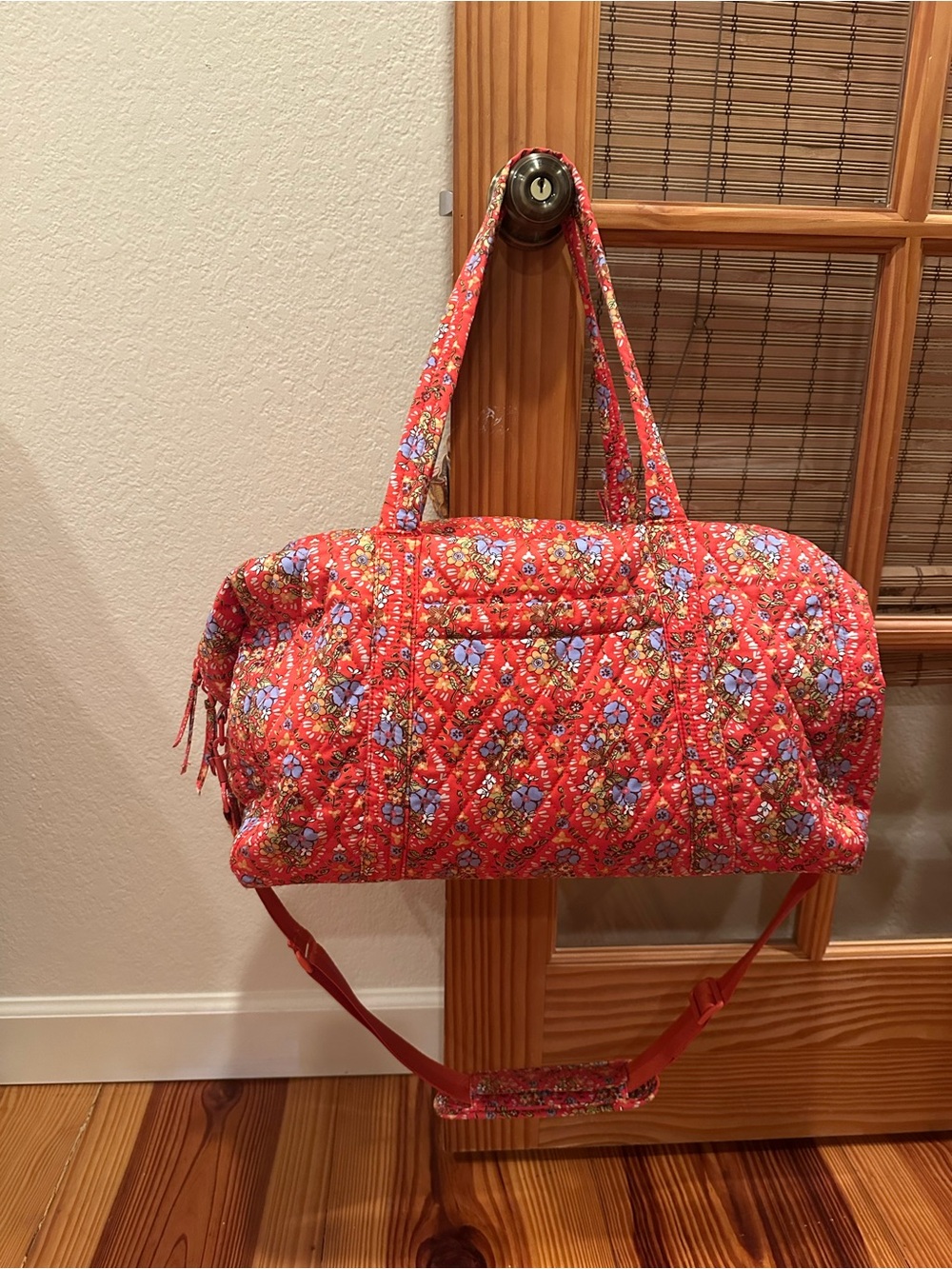 Vera Bradley Quilted Floral Red Travel Duffle Bag